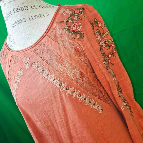 Sundance Womens Burnt Orange Splendor‎ In Bloom Embroidered Shirt Top Medium - Picture 3 of 6